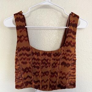 Zara Brown Patterned Crop Top